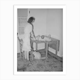 Wife Of Member Of The Casa Grande Valley Farms Setting The Table, Pinal County, Arizona By Russell Lee Art Print