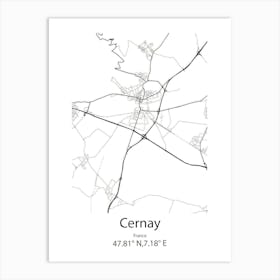 Cernay,France Minimalist Map Art Print