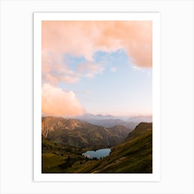 Sunset And A Mountain Lake In The Alps Art Print
