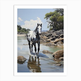 A Horse Oil Painting In Boulders Beach, South Africa, Portrait 2 Art Print