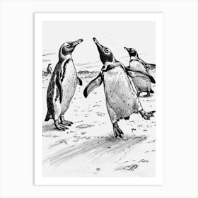 Emperor Penguin Chasing Each Other 2 Art Print
