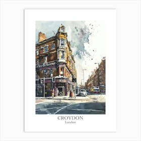 Croydon London Borough   Street Watercolour 1 Poster Art Print