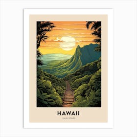 Haiku Stairs Hawaii Vintage Hiking Travel Poster Art Print