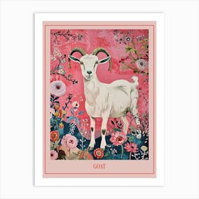 Floral Animal Painting Goat 3 Poster Art Print