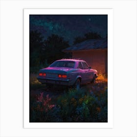 Car In The Field Art Print