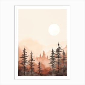 Watercolour Of Olympic National Forest   Washington Usa 2 Art Print