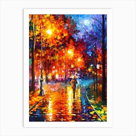 Rain In The Park Art Print