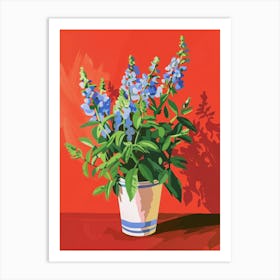 Blue Flowers In A Pot 1 Art Print