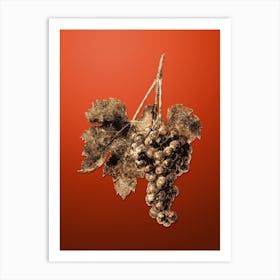 Gold Botanical Raisin Grape on Tomato Red n.2755 Art Print