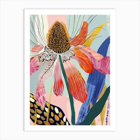 Colourful Flower Illustration Coneflower 2 Art Print