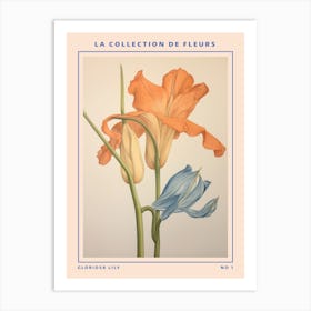 Gloriosa Lily French Flower Botanical Poster Art Print