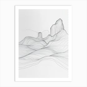 Line Drawing Of A Mountain 1 Art Print