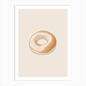 Chewy Bagel Minimalist Line 1 Art Print