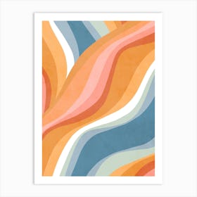 Retro Rainbow Waves Pattern Art Print