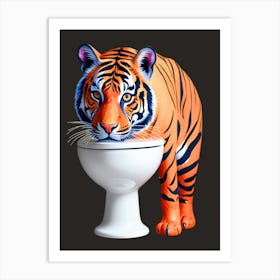 Tiger On Toilet Art Print