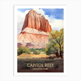 Capitol Reef National Park Watercolour Vintage Travel Poster 2 Art Print