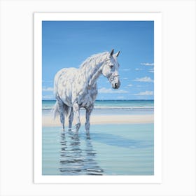 A Horse Oil Painting In Grace Bay Beach, Turks And Caicos Islands, Portrait 4 Art Print