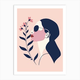 Portrait Of A Woman With Flowers 22 Art Print