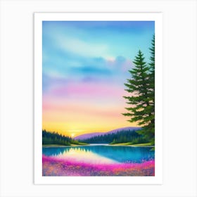 Sunset In The Forest Art Print