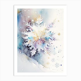 Needle, Snowflakes, Storybook Watercolours 1 Art Print