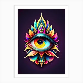 Psychedelic Eye, Symbol, Third Eye Tattoo 1 Art Print