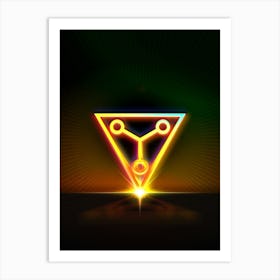 Neon Geometric Glyph in Watermelon Green and Red on Black n.0162 Art Print