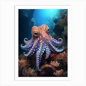 Star Sucker Pygmy Octopus Illustration 4 Art Print