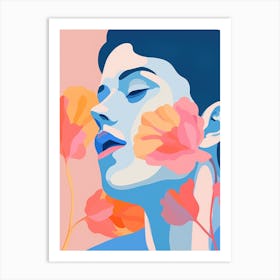 Portrait Of A Woman With Flowers 1 Art Print