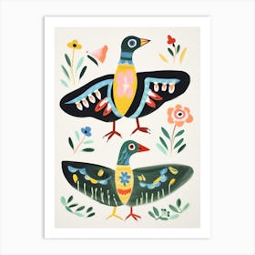 Folk Style Bird Painting Duck 1 Art Print