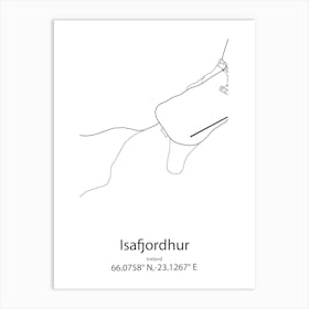 Isafjordhur,Iceland Minimalist Map Art Print