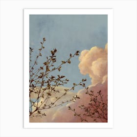 Pink Cloud Pictures Painting Vintage Country Farmhouse Landscape Art Print