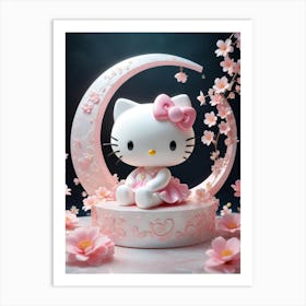 Hello Kitty On The Moon Art Print