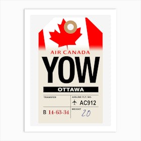 Ottawa (YOW) Ontario, Canada Vintage Airline Luggage Tag Art Print