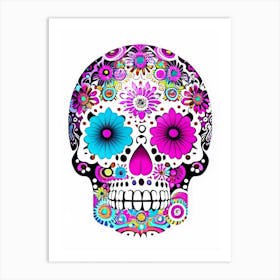 Skull With Psychedelic Patterns 2 Pink Kawaii Art Print