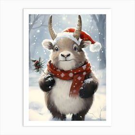 Santa Goat Art Print