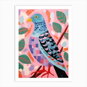 Pink Scandi Pigeon 4 Art Print