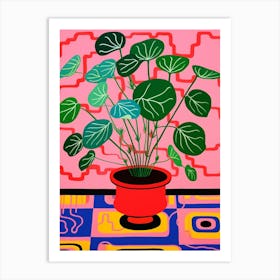 Pink And Red Plant Illustration Peperomia 3 Art Print