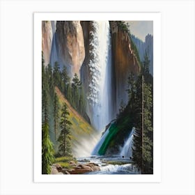 Yosemite Upper Falls, United States Peaceful Oil Art  Art Print