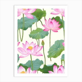 Lotus Flower Seamless Pattern 2 Art Print