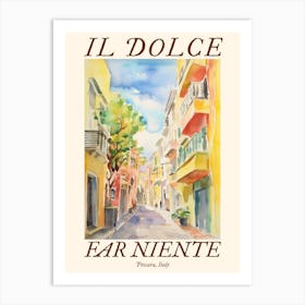 Il Dolce Far Niente Pescara, Italy Watercolour Streets 3 Poster Art Print