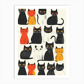 Repeatable Artwork With Cute Cat Faces 8 Art Print