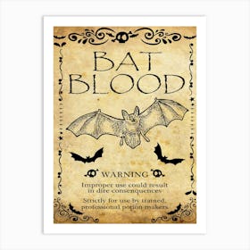 Bat Blood, Halloween Poster Art Print