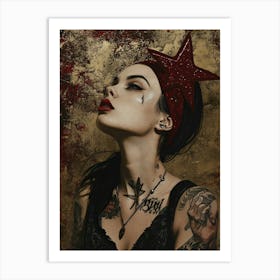 Starry Night - Woman vintage retro portrait Art Print