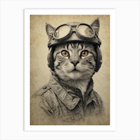 Pilot Cat 2 Art Print