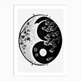 Minimal Yin and Yang 5 Linocut Art Print