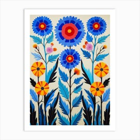 Flower Motif Painting Cornflower 4 Art Print