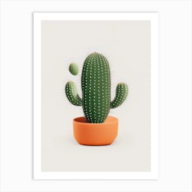 Pincushion Cactus Retro Minimal 3 Art Print