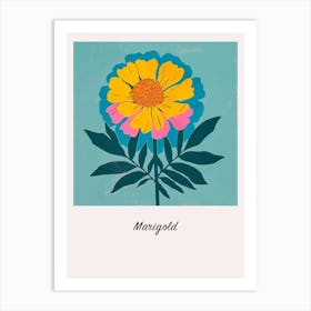 Marigold 2 Square Flower Illustration Poster Art Print