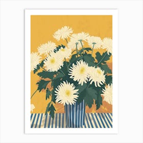 Chrysanthemum Flowers On A Table   Contemporary Illustration 1 Art Print