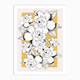 Roses On A Yellow Background Art Print